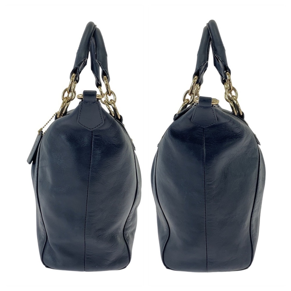 Coach Coach Leather Tote Bag Navy Gold Hardware Leather Tote Bag - Picture 8 of 10